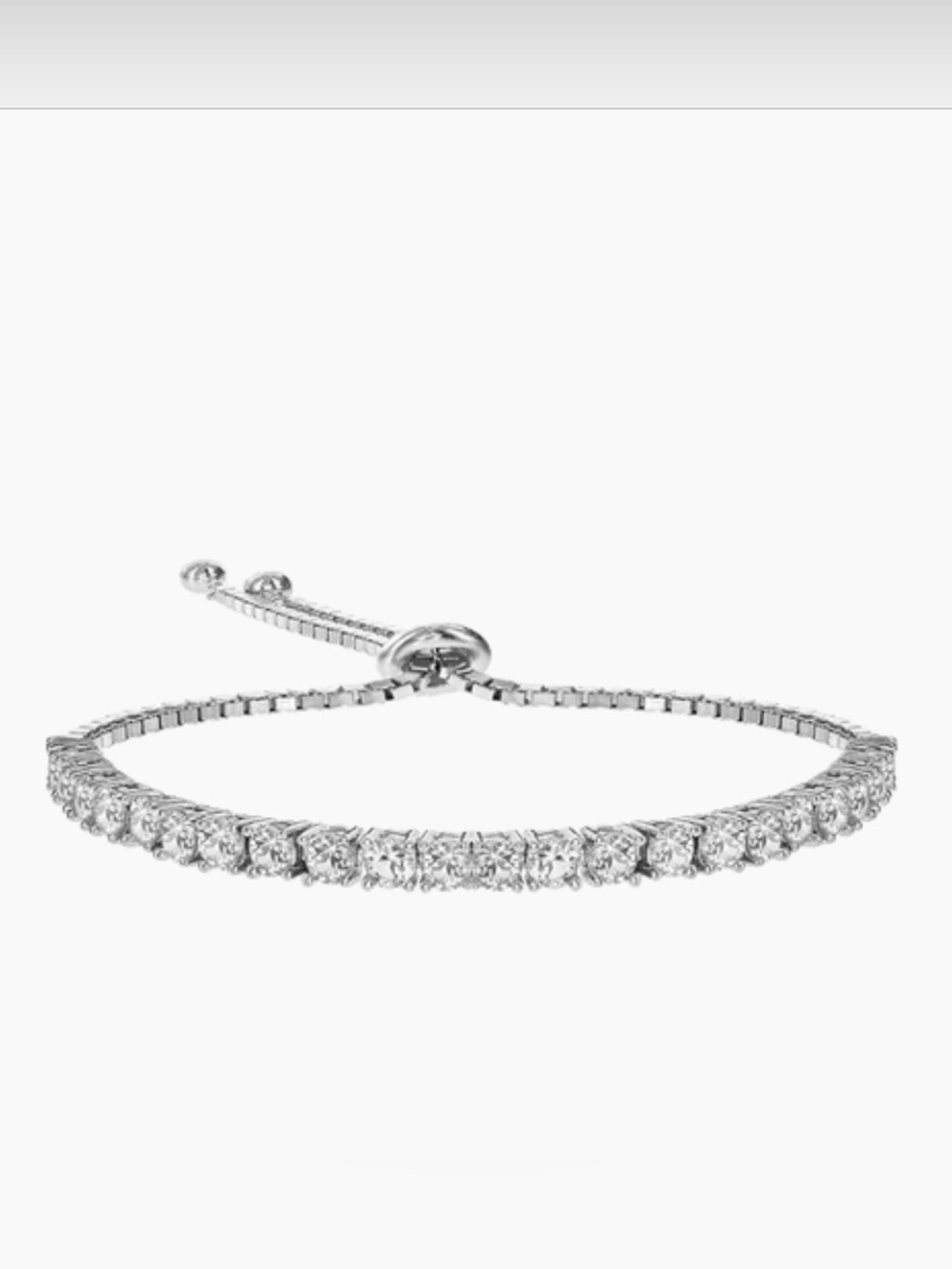 Classic Adjustable Tennis Bracelet with CZ Stones Set in Silver - Picture 2 of 9